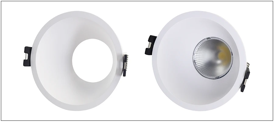 LEDIARY New MR16 GU10 Downlight Frame White Frosted Plastic Recessed Ceiling Downlight Fitting 75mm Cut Hole Anti-glare Design