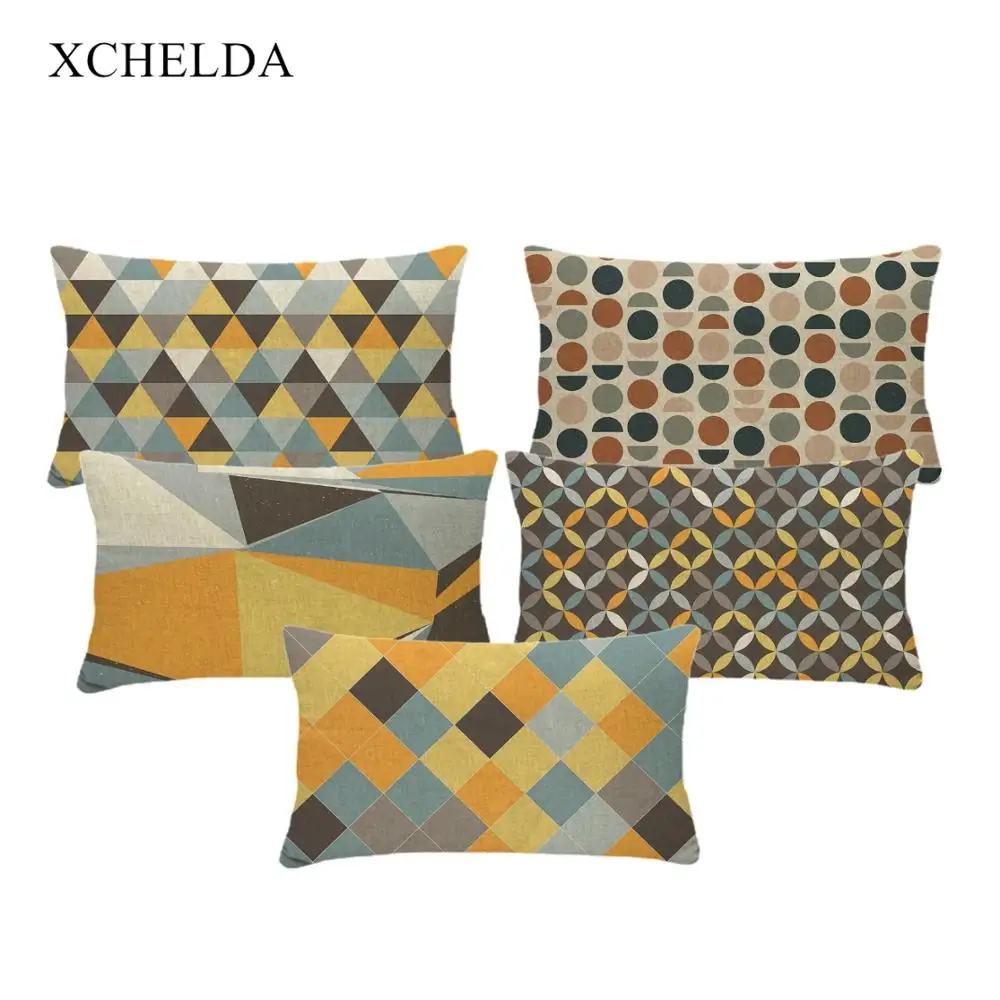 

Fur Linen Cushion Cover Pillowcase Scandinavian Style Geometric Nordic 30*50 for Sofa Car Bedroom Throw Pillow Case Cotton