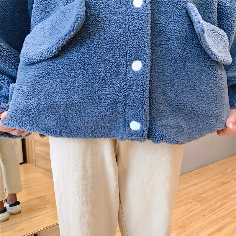 Autumn And Winter New Style WOMEN'S Dress Lambs Wool Knitted Sweater Coat Women's Short Loose-Fit Fold-down Collar Fur Over