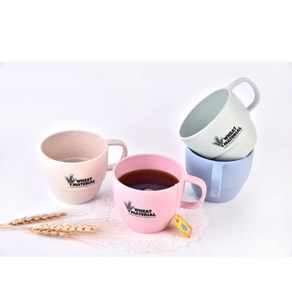 Green Wheat Straw Couple Cup Coffee Tea Personality Small Round Milk Cup Valentine's Day Gifts Home Office Decorative Cups