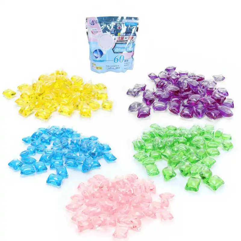 60Pcs 8.3g Bathroom Laundry Bead Capsule Dissolve Cleaner Laundry Pod Washing Supplies