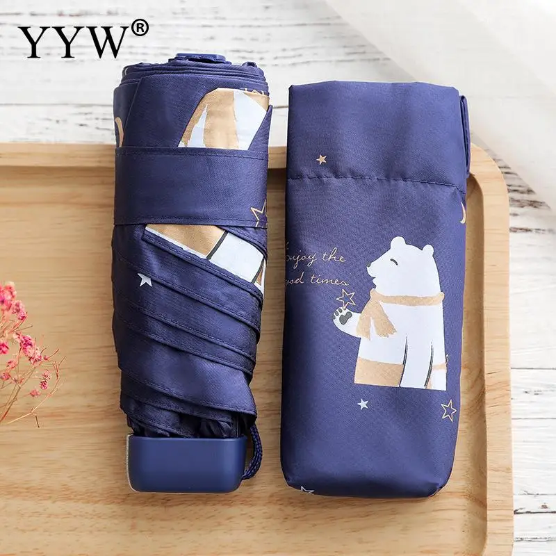 navy blue Складной зонтик женские зонты Paraguas Rain Sun Anti-Uv зонтик винил& Pongee Ambrella унисекс розовый Guarda Chuva - Цвет: navy blue