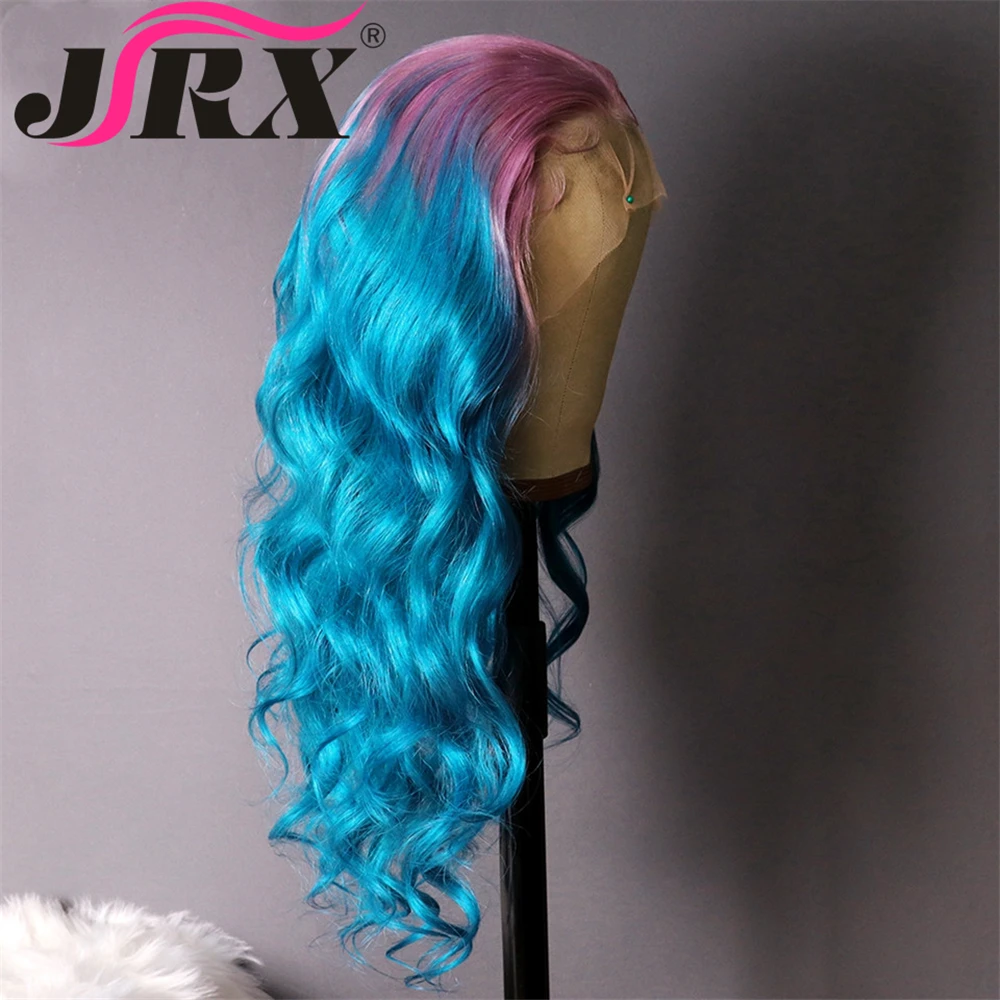 13*4 парики из натуральных волос на кружевной основе прозрачные бразильские волосы remy 150% Плотность парики Losee волна синий розовый цвет часть