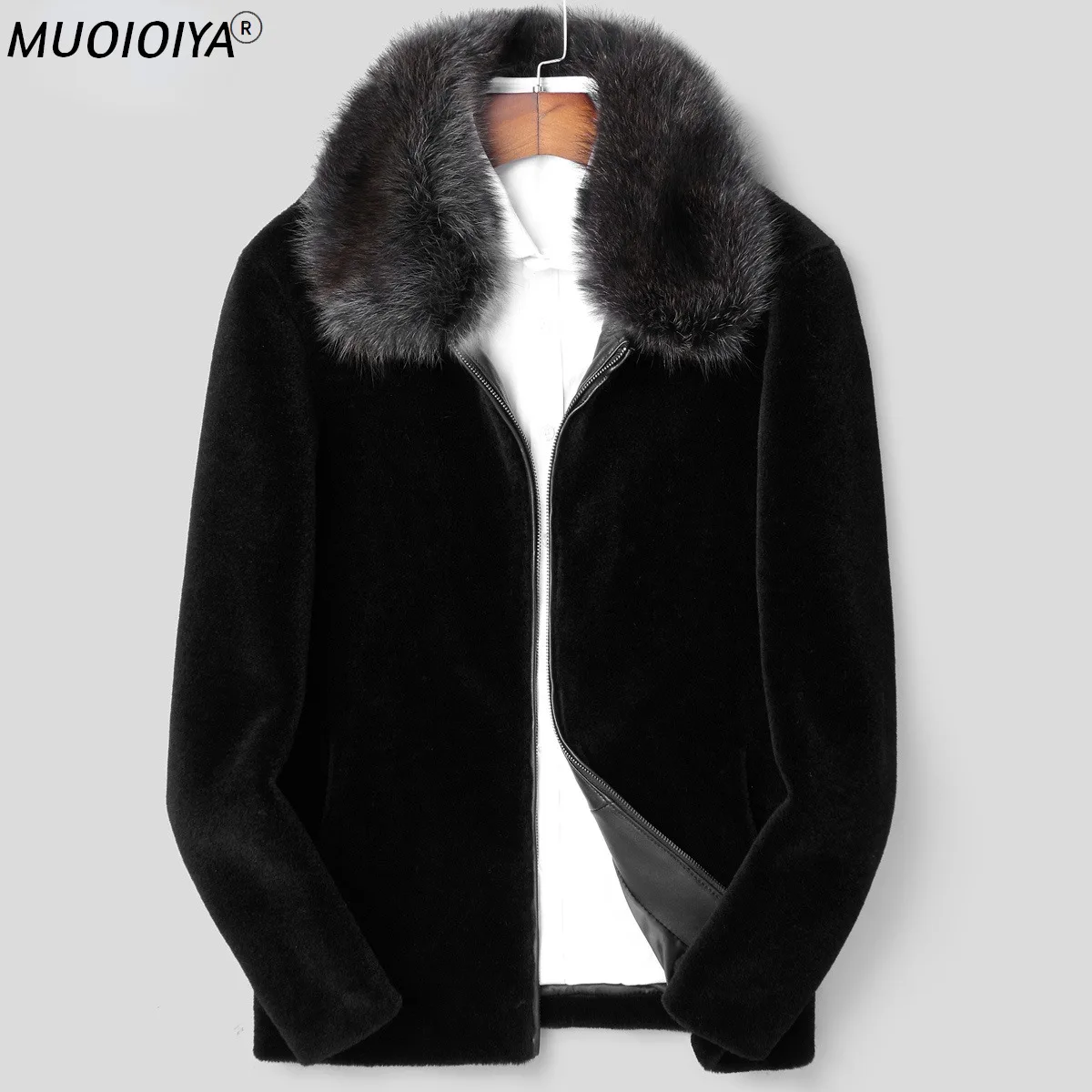 Куртка MUOIOYIA Gxy852 Мужская короткая повседневная с воротником из мягкого меха енота