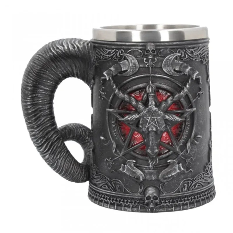 Baphomet кофейные кружки 3D Смола пивная кружка из нержавеющей стали пивная кружка чашки с черепом и кружки креативная посуда для напитков