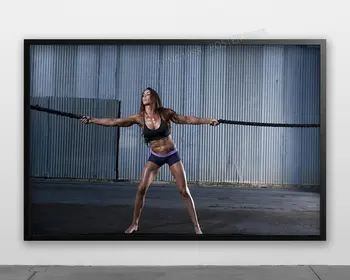 

Rope Throwing Training Fitness Bodybuilding Women Sexy Beautiful Strong Wall Posters Silk Art Painting For Home Bedroom