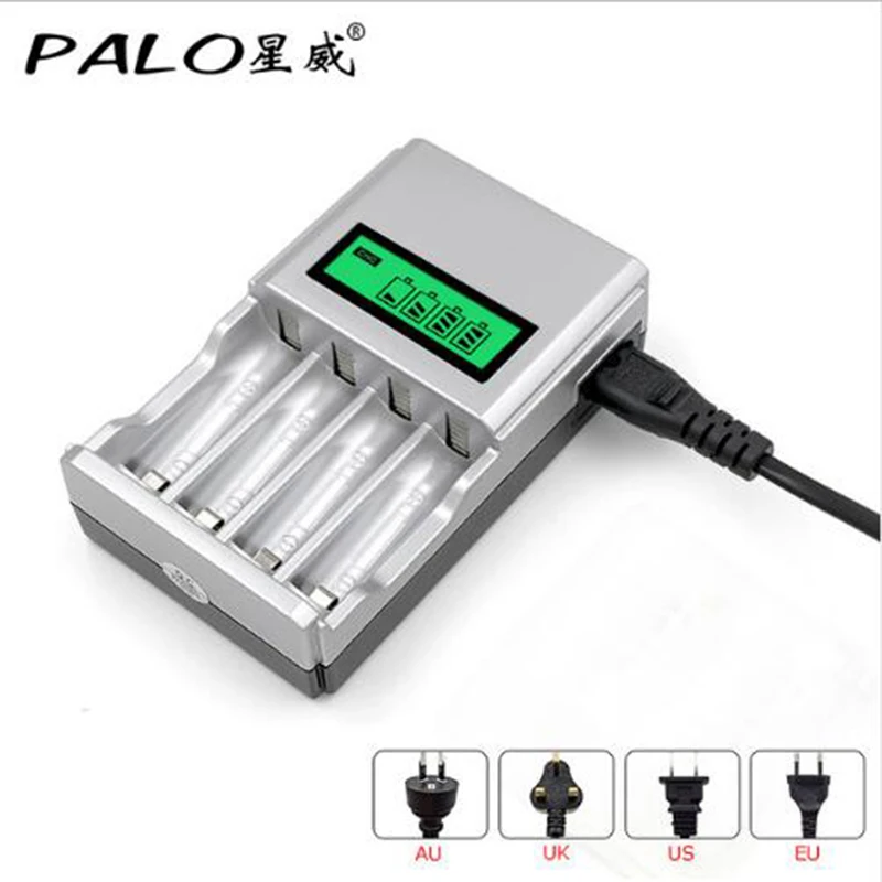 Зарядное устройство PALO C903W с 4 слотами и ЖК дисплеем для батарей AA AAA NI CD Ni MH умное