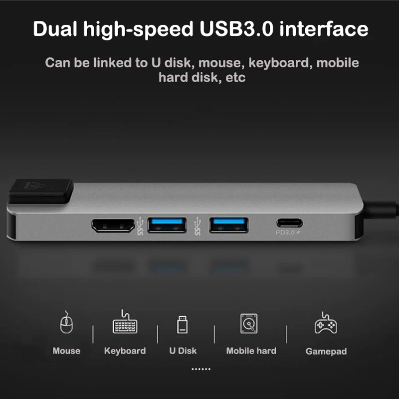 Generic 5 In 1 Usb Type C Hub Rj45 To Lan Gigabit USB Hubs