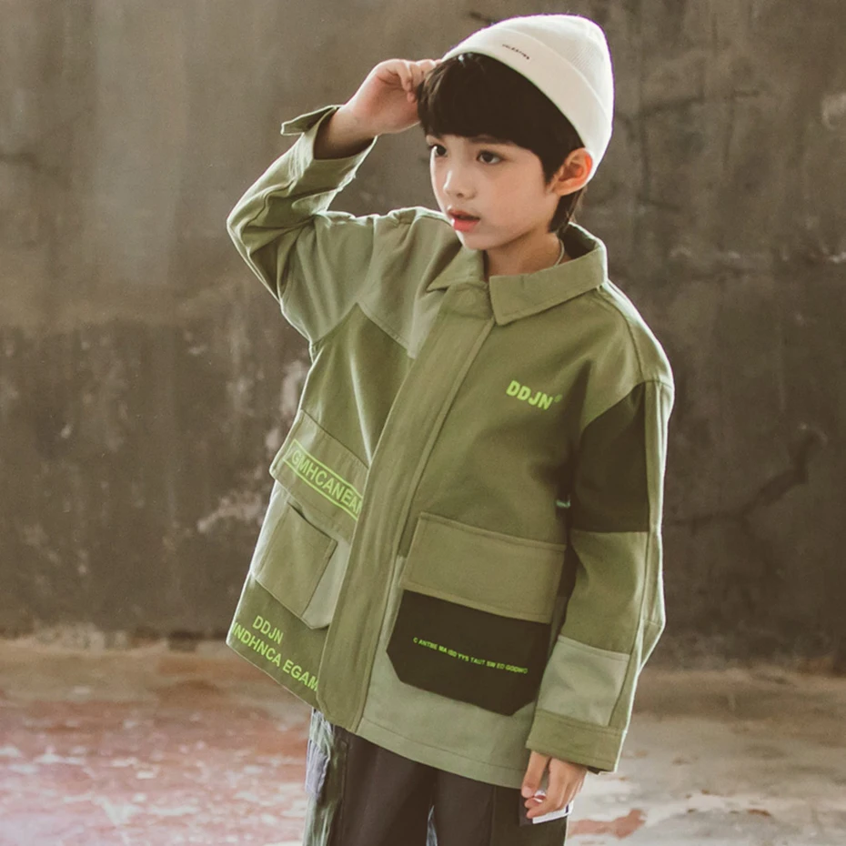 Детская куртка с буквенным принтом для мальчиков, верхняя одежда с длинными рукавами для детей, весенне-осенняя модная одежда для мальчиков 6, 8, 10, 12, 14 лет