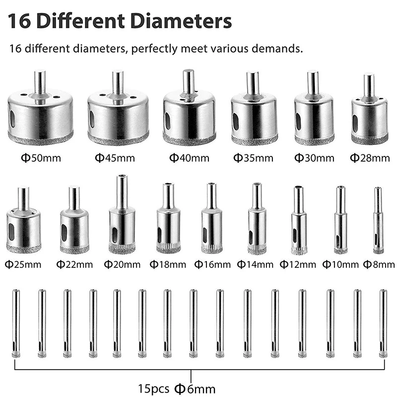 Профессиональный алмазный сверло стекло кирпич мрамор кладка сверление Деревообрабатывающие инструменты высококачественный сверло 6-50 мм деревообрабатывающий набор