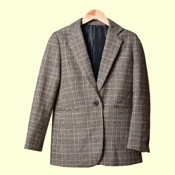 

19 Temperament England Style Grain Splicing Slim Fit Lady Suit Coat 93220