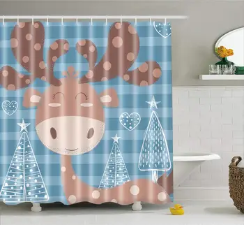 

MTMETY Elk Floral Moose Deer shower curtain 3d Bath Single Printing Waterproof Mildewproof for Bathroom Decor cortina de ducha