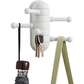 

2020 Home Wall-Mounted Coat Rack Rotating Hook Wall-Mounted Five-Link Hook Home Bathroom Door Clothes Shelf Storage Decoration