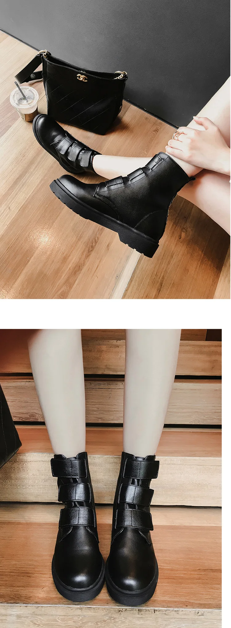 Botas mujer; повседневная черная обувь на застежке-липучке; женские Ботинки martin; модные брендовые женские ботильоны из искусственной кожи; Цвет Серебристый; женские ботильоны