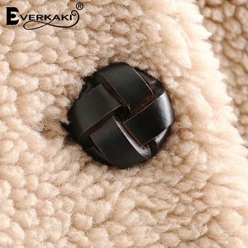 Everkaki/женские зимние куртки из искусственного меха ягненка, с карманами, на пуговицах, плотные, теплые, элегантные, шикарное пальто, женские куртки, новинка