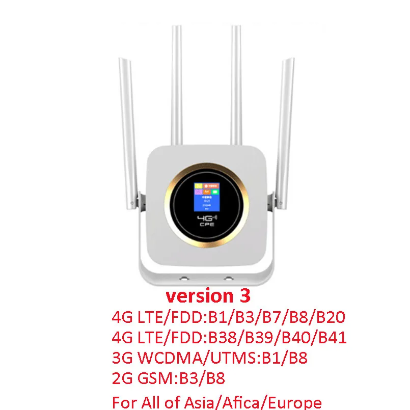 version 3 TIANJIE 4G/LTE CPE Wifi маршрутизатор с батареей беспроводной маршрутизатор с 4 внешней антенной ЖК-дисплей Wifi со слотом для sim-карты/LAN порт - Цвет: version 3