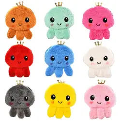 Cartoon Coin Purse PP Cotton Plush Octopus Shape Mini Cute Zipper Girls Coin Wallet USB Cable Bag Key Wallets for Outdoor