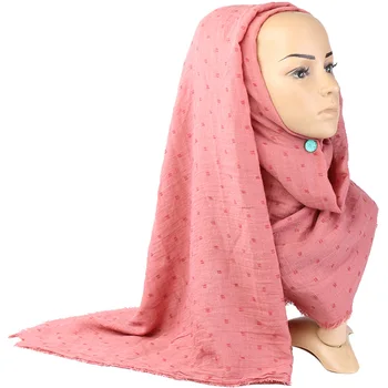 

YILIAN Brand Solid Small Point Muslim Hijab Scarf Art Fresh Tassel Cotton Women Scarf