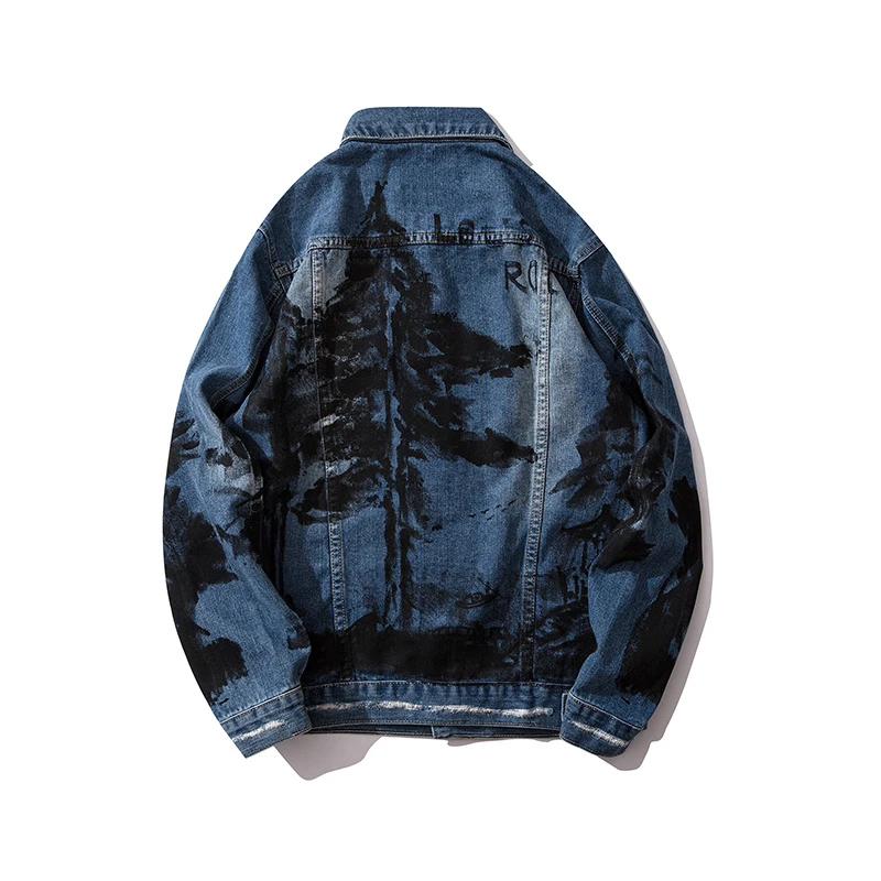 

2019 New Autumn Casual Ink Pine Jeans Jacket Men