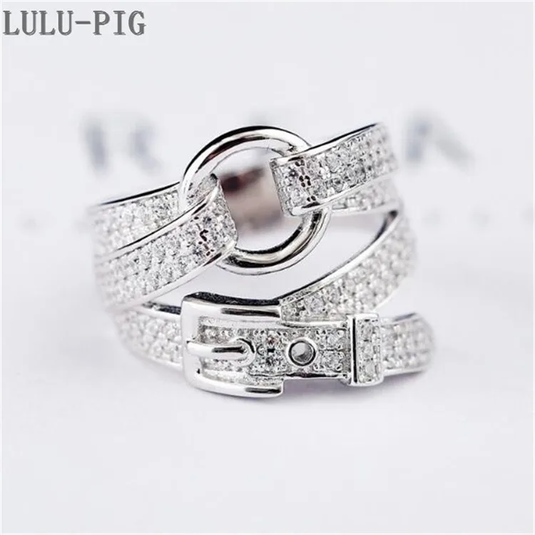 LULU-PIG ремень пряжка указательный палец Циркон кольцо женский 925 стерлингового серебра студентов креативное кольцо ювелирные изделия CJZ025