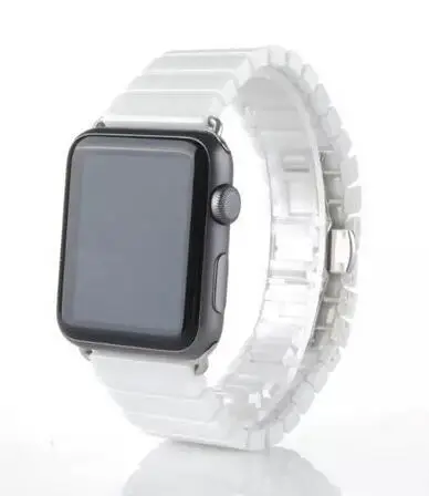 Роскошный керамический ремешок для iwatch 5 4 3 2 1 для Apple Watch Band loop 42 мм 38 мм 40 мм 44 мм с адаптером из нержавеющей стали - Цвет ремешка: white