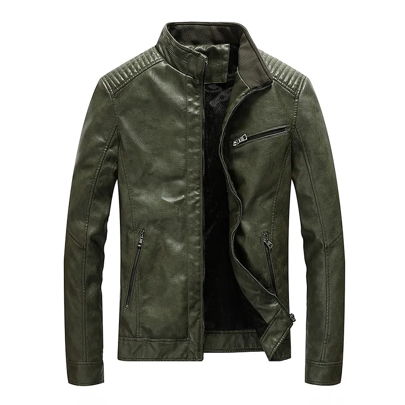 Осень и зима европейский и американский стиль Slim Fit-style короткая Молодежная Повседневная крутая имитация кожи одежда для мужчин тонкий воротник-стойка PU