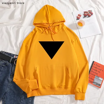 

Triangle Print Women hoodies Cotton Casual sweatshirts For Lady Funny Black pullovers Big Size Hipster Tops503-428