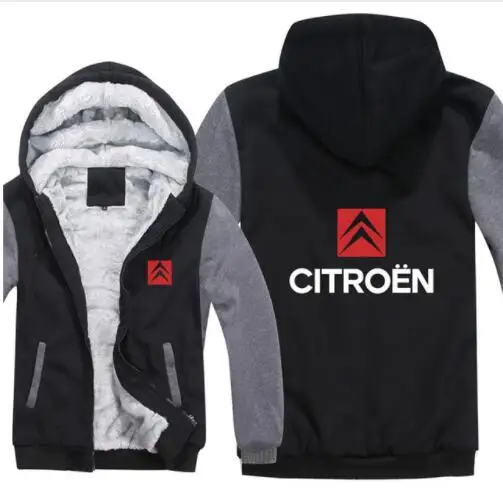 Citroen толстовки Мужская куртка зимняя высококачественная мужская повседневная шерстяная подкладка флис Citroen свитера с логотипами Толстовка - Цвет: 12