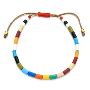 

ZMZY Rainbow Bar Handmade Boho Friendship Bangles for Women Candy Tila Beads Bracelets Gifts for Girls Dropshipping Wholesale