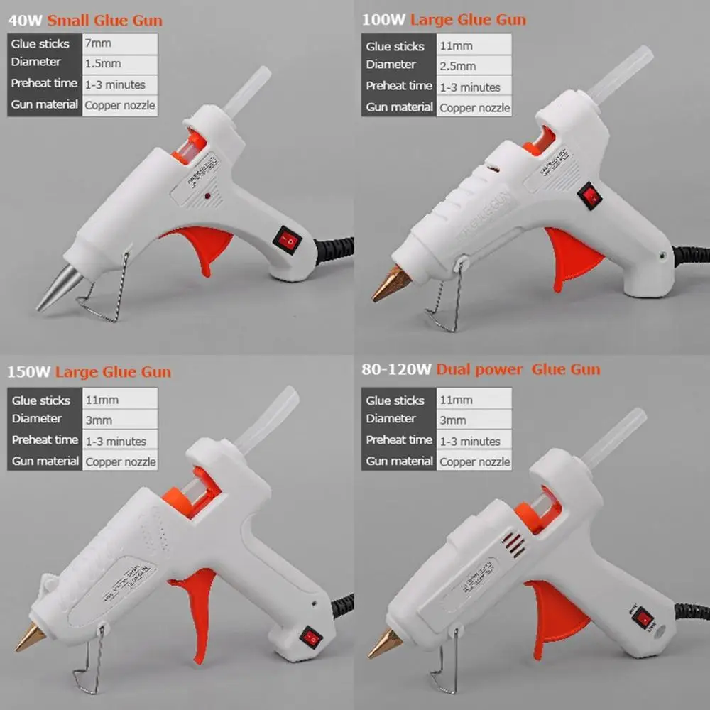 Hot Melt Glue Thermal Glue Gun Repair Heat Gun Pneumatic Hot Glue Gun DIY Tool Hot Melt Glue Stick 40W/100W/150W/80-120W 7/11mm