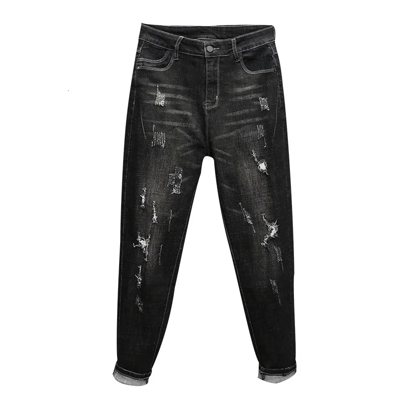 

Boyfriend Jeans For Women Fashion High Waist Denim Pant Spring Autumn Mom Jeans Female Loose Ripped Hole Harem Trousers