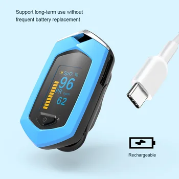 

Fingertip Pulse Oximeter Type-c cable Rechargeable OLED Display SpO2 PR PI Monitor Oximeter Family Health Care Tools With Case
