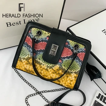 

High Capacity Snake Print Shoulder Bag for Women 2020 Chain Messenger Handbags Female PU Leather Crossbody Bags Bolsas Feminina