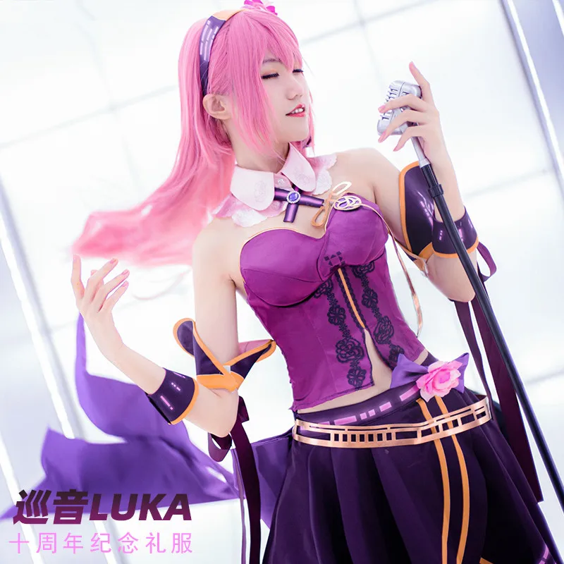 Аниме игра Luka Cos Vocaloid 10th юбилей память Униформа платье Лолита косплей костюм косплей
