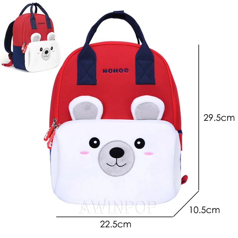 white bear-large Школьные рюкзаки для девочек и мальчиков с изображением белого медведя из мультфильма; дизайнерские рюкзаки с милыми животными для детского сада; школьный рюкзак с грелкой для рук; подарок - Цвет: white bear-large