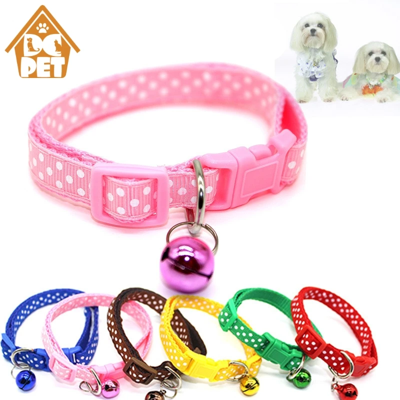 

Nylon Pet Dog Puppy Cat Collars Fashion Polka Dot Print Adjustable Pet Animals Neck Chain With Bell 6 Colors Pet Collar