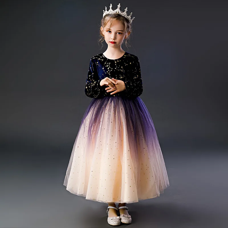 Flower Girl Dresses Luxury Tulle Party Dresses For Wedding Party Girl Christmas Party Prom Formal communion Long sleeved dress