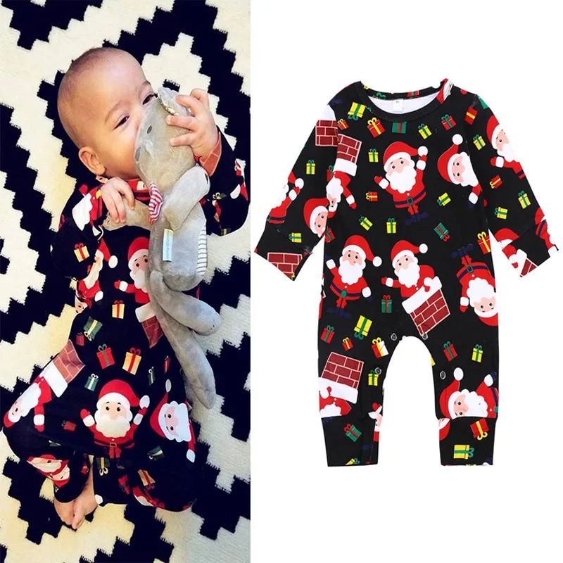 Baby Romper Girl Christmas Jumpsuit Boy Onesie Newborn Clothes Toddler Costume Spring Fall Winter Long Sleeve Santa Claus