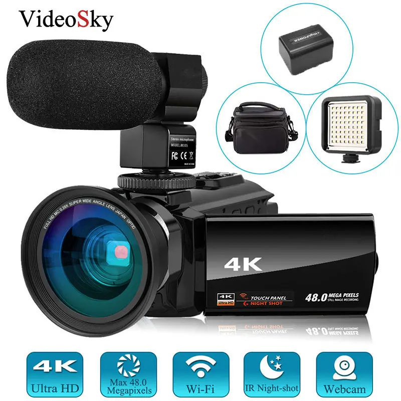 Camcorder Video Camera 4K 48MP WiFi YouTube Camera Night Vision Camcorder Blogging Camera 16X Digital Camera Vlog Video Camera