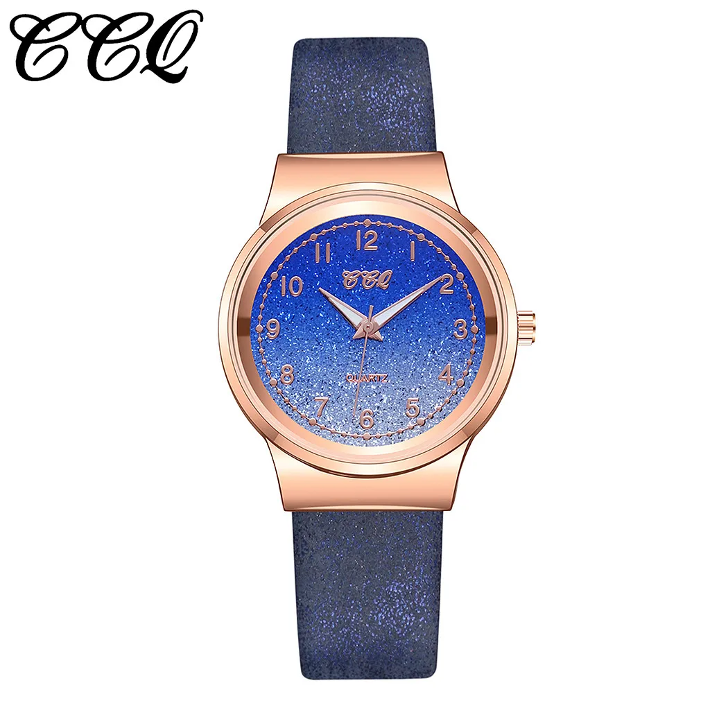 

CCQ Luxury Women Watch Fashion Matte Romantic Gradient Starry sky Dial Ladies Wristwatch elegant Quartz Watches Reloj Mujer W3