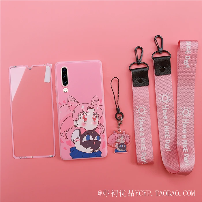 Чехол для телефона xiaomi mi9 8 sailor moon с милым мультяшным розовым рисунком для девочки xiaomi CC9E 9 8se с подвеской+ длинным ремешком