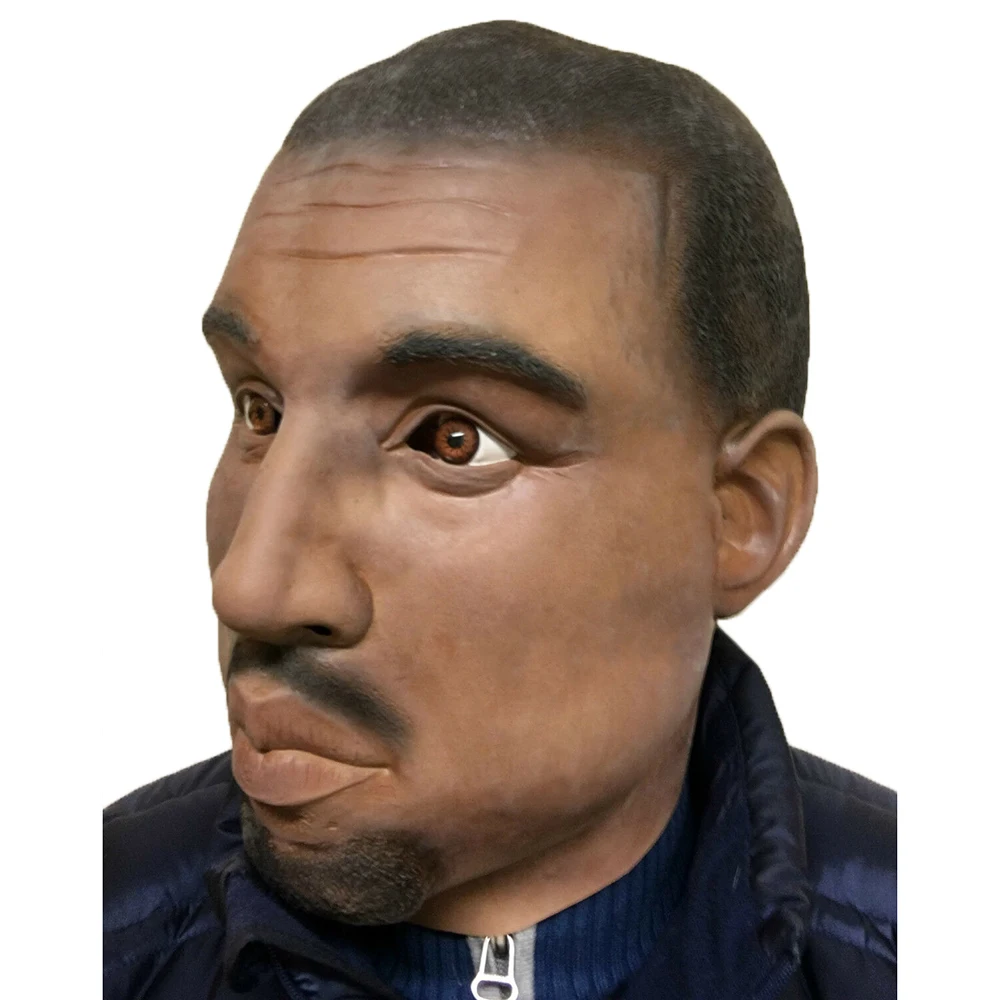 realstic preto masculino homem máscara kanye ouro digger látex rapper traje acessório