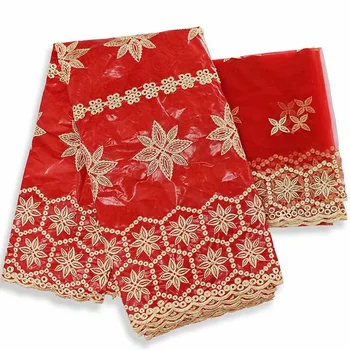 

Top selling Dress Fabric Bazin Riche Lace 5+2 yards net lace KY3 Hollowed out golden color pattern design women dresses Fabric