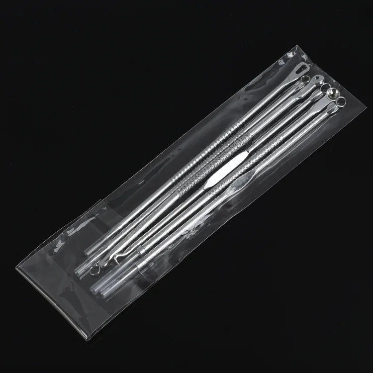6 uds punto negro grano herramienta removedor de la espinilla agujas apretar acné herramientas cuchara de limpieza Comedone Extractor limpiador LJ45