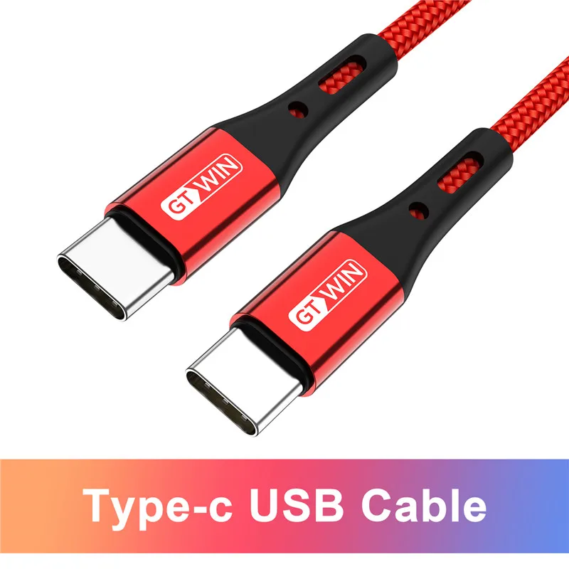 GTWIN 60 Вт USB C к usb type C кабель для Xiaomi samsung S10 S9 Plus Quick Charge 3,0 PD Быстрая зарядка для MacBook Pro Usb кабель - Цвет: Красный