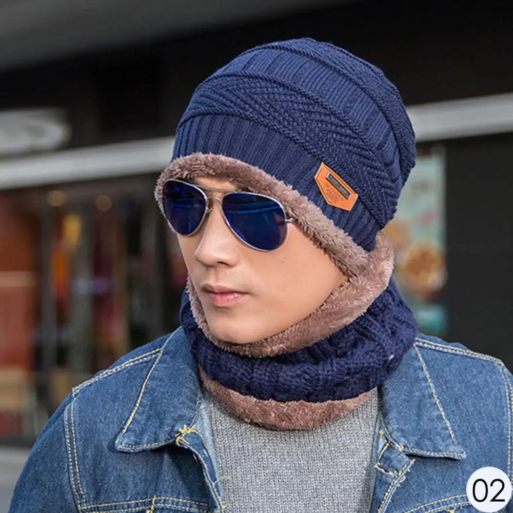 Зимние шапки для мужчин Skullies Beanie шапка зимняя шапка для мужчин и женщин шерстяной шарф шапка s Набор Балаклава маска Gorras Bonnet вязаная шапка - Цвет: 02