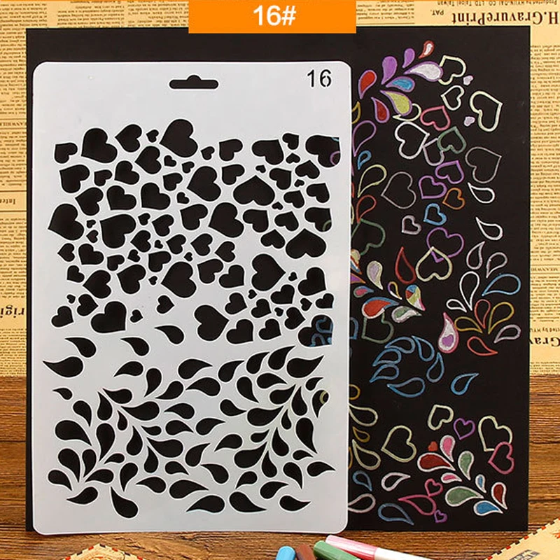 

heart& water drop decorative stencil template scrapbooking background stencil card making supplies