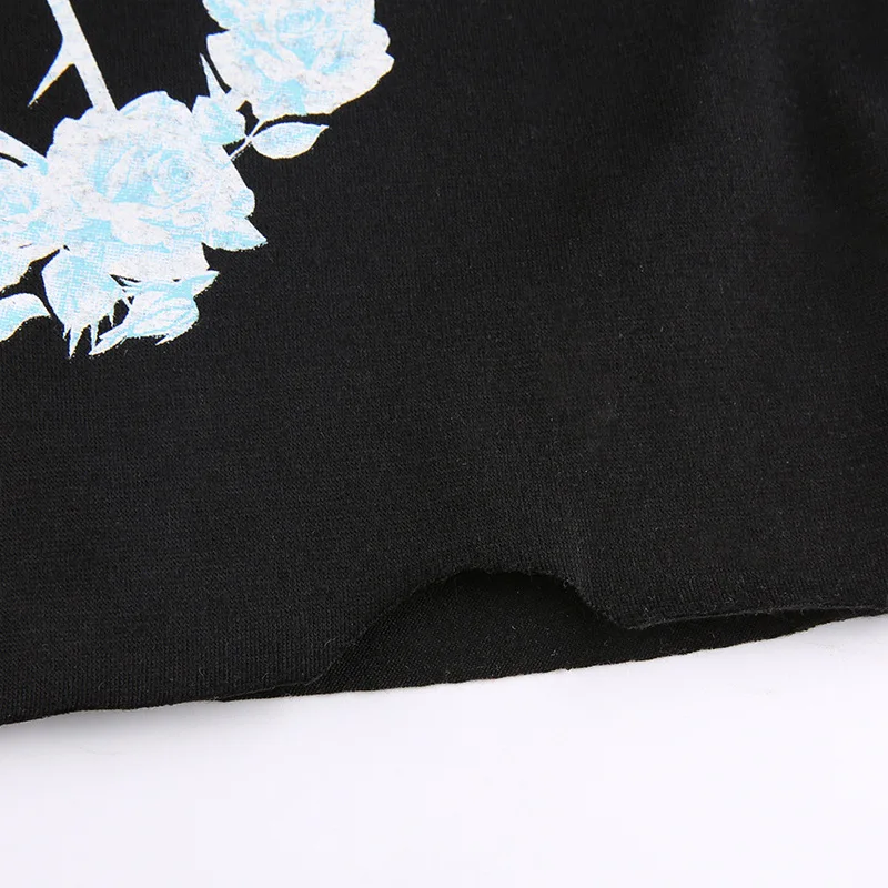 Goth Dark Gothic Knitted Punk Black Tank Tops Mall Goth Grunge Goat Print Harajuku Women Crop Tops Skinny Sleeveless Streetwear