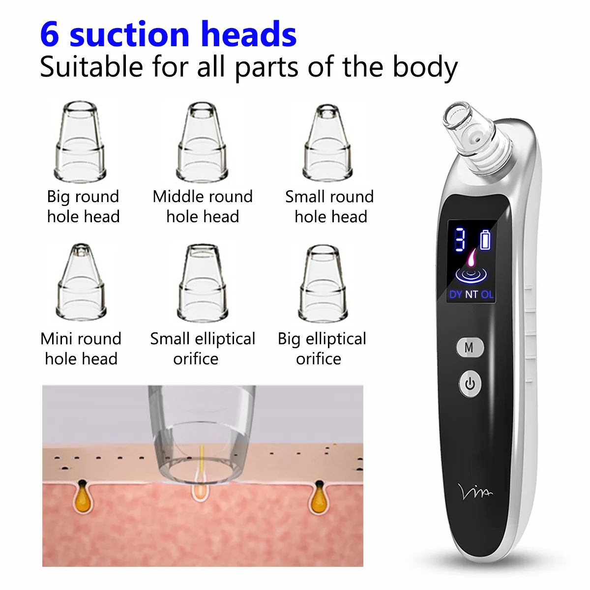 Buy Face Nose Acne Black Dot Pimple Blackhead Remover Electric Blackhead Vacuum Cleaner Pore Machine with 6 Head Skin Care Tools