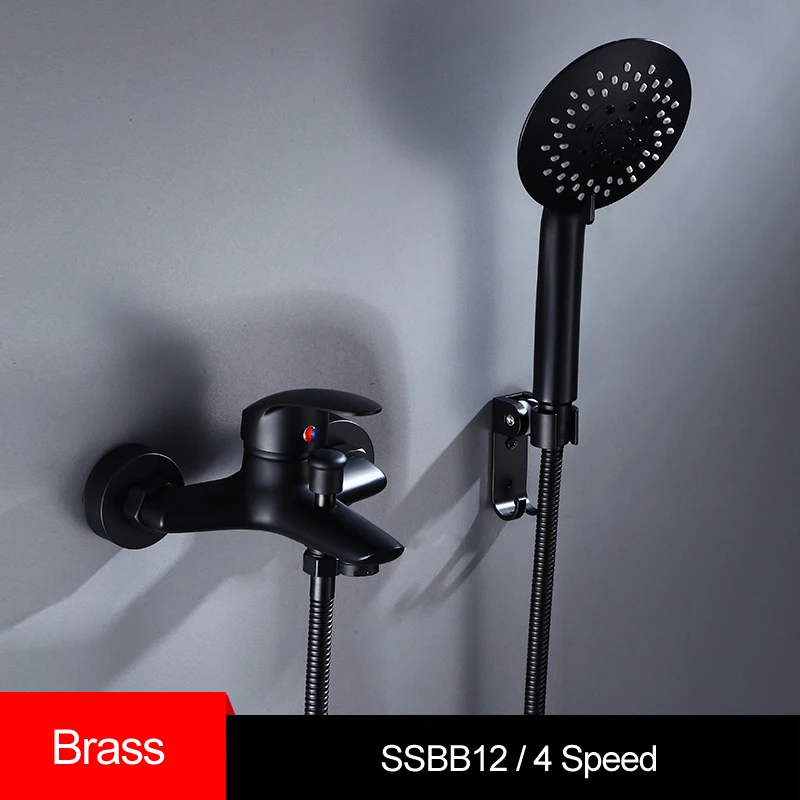SSBB12 Душевая система s для ванной, смеситель для ванной, винтажная латунная черная система, ручной настенный душевой набор, роскошные наборы Ducha Chuveiro - Цвет: SSBB12